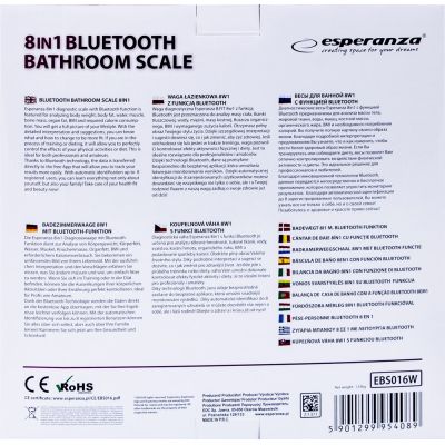 20. Waga z funkcją bluetooth Esperanza B.FIT EBS016W (kolor biały)