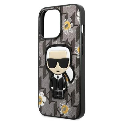 6. Etui Karl Lagerfeld Flower Ikonik Karl na iPhone 13 Pro / iPhone 13 - szare