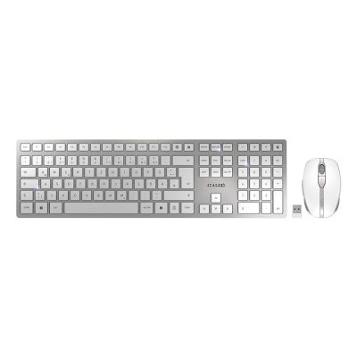 CHERRY DW 9100 SLIM klawiatura Dołączona myszka Uniwersalne RF Wireless + Bluetooth QWERTZ Niemiecki Srebrny