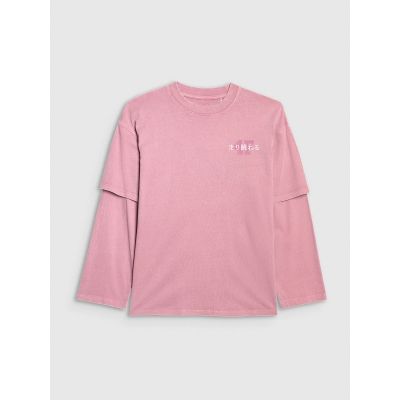 8. Longsleeve oversize z nadrukiem dziewczęcy 4F 4FJRAW25TLONF543-54S