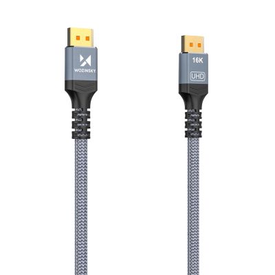 4. Kabel Wozinsky WPS-16AYL3S DisplayPort 2.1 Certyfikowany VESA 80 Gb/s 16K@60Hz 8K@120Hz 4K@240Hz HDR HDCP DSC 3m - czarny