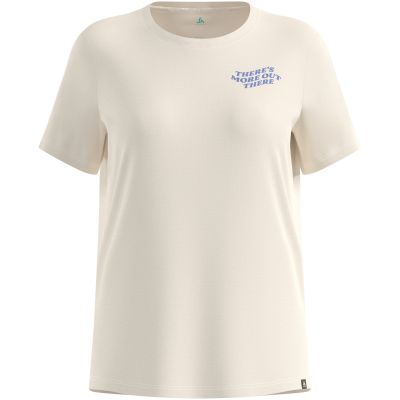2. Koszulka z krótkim rękawem damska ODLO T-shirt crew neck s/s COTTON BLEND THERE'S MORE OUT THERE beżowa