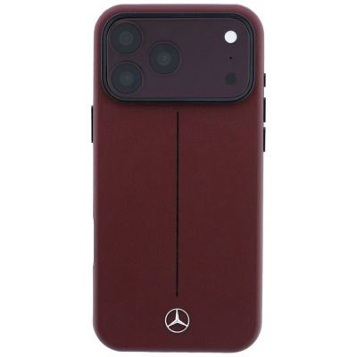 3. Etui Mercedes Leather Semi Wrap Iconic Line MagSafe na iPhone 18 Pro / 17 Pro - burgundowe