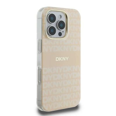 4. Etui DKNY Repeat Texture Pattern With Stripe na iPhone 16 Pro Max - różowe