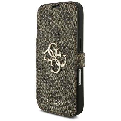 2. Etui Guess Book 4G Metal Logo na iPhone 18 Pro / 17 Pro - brązowe