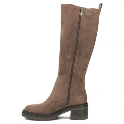 3. Kozaki damskie zamszowe na klocku taupe Filippo DKZ8310