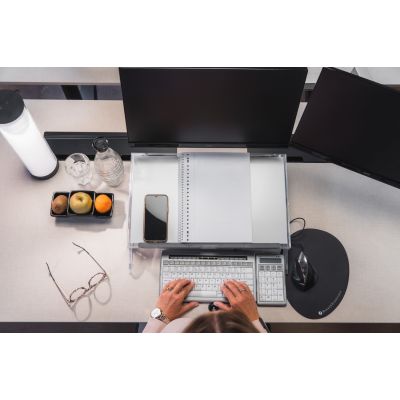 12. BakkerElkhuizen FlexDesk 640 deska z klipsem na dokumenty Plastik, Guma, Stal Jasny Szary, Przezroczysty