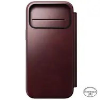 9. NOMAD Modern Leather Folio - skórzane etui do iPhone 17 Pro Max kompatybilne z MagSafe, skóra Horween (burgundy)