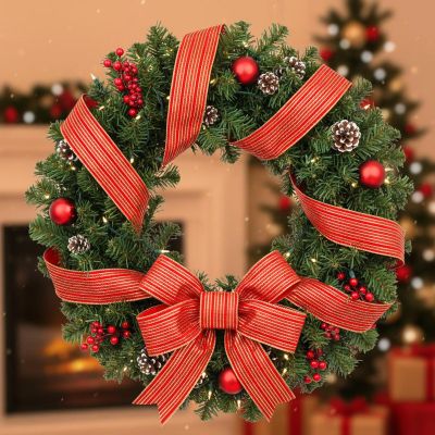 5. WSTĄŻKA ZŁOTE PASKI 6,3CMx3M CZERWONA