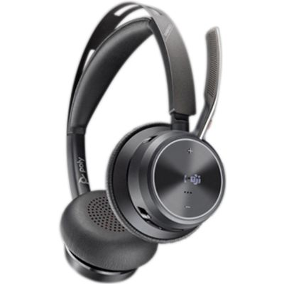 3. POLY Zestaw słuchawkowy Voyager Focus 2 z certyfikatem Microsoft Teams USB-C-C + przejściówka USB-C/A