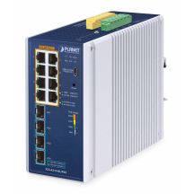 PLANET IP30 Industrial L2/L4 8-Port Zarządzany L2/L4 Gigabit Ethernet (10/100/1000) Aluminium, Niebieski