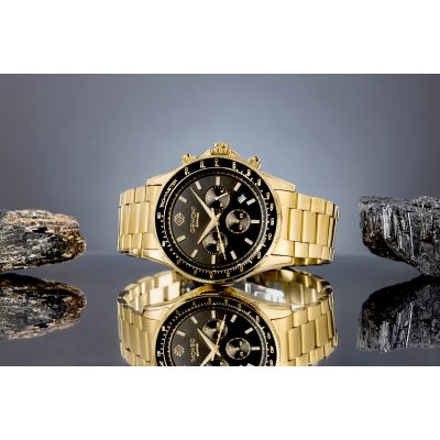 5. Zegarek Męski Giewont Chronograph Sapphire Złoto Czarny GW3520-B4