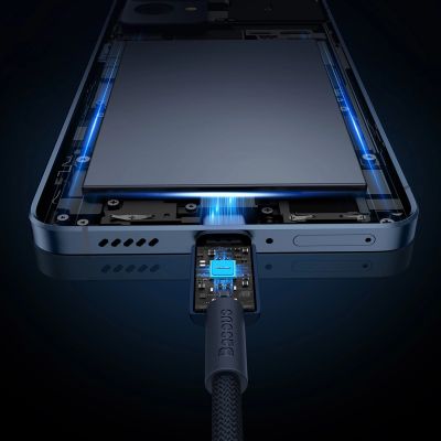12. Kabel Baseus Tungsten Gold USB-C / USB-C 100W 1m - granatowy