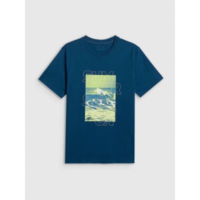6. T-shirt regular z nadrukiem męski 4F 4FWSS26TTSHM2783-46S