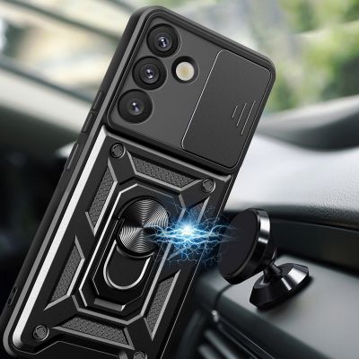 3. Etui pancerne Hybrid Armor Camshield z osłoną aparatu i metalowym ringiem do Samsung Galaxy S25+ - czarne