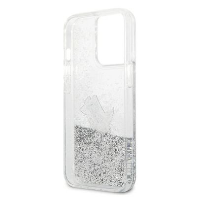 7. Etui Karl Lagerfeld Liquid Glitter Choupette Fun na iPhone 13 Pro Max 6,7" - srebrne