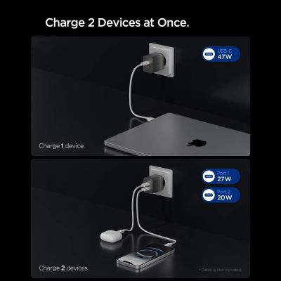 3. Ładowarka sieciowa Spigen Essential EE472EU-GAN 2-Porty 47 W - ciemnoszara