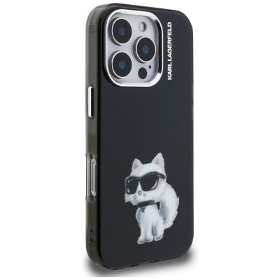 4. Etui Karl Lagerfeld IML Aquarelle Choupette & Logo na iPhone 16 Pro - czarne