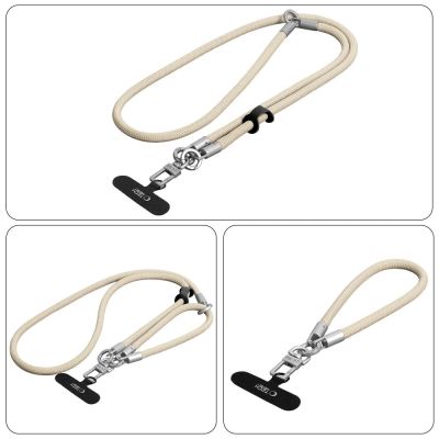 4. Smycz do telefonu Tech-Protect C10S Crossbody (114 cm) + na nadgarstek (31 cm) - beżowo-tytanowa
