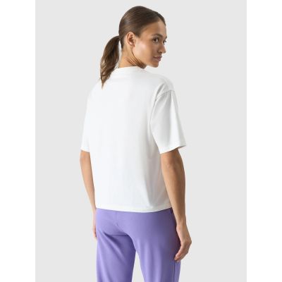 4. T-shirt oversize z nadrukiem damski 4F 4FRSS24TTSHF2089-11S