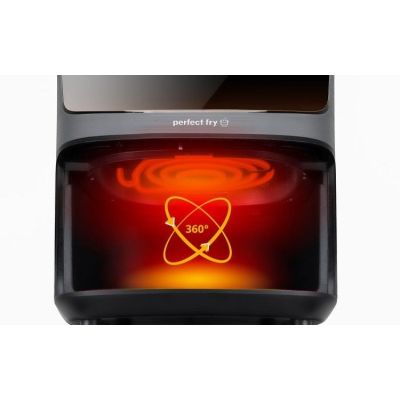 7. ELDOM FRYTKOWNIC BEZTŁUSZCZOWA FR45 FRITELO 1500W REGULACJA TEMP 80-200°C SZKLANE OKNO W POJEMNIKU DOTYKOWY PANEL STERUJĄCY