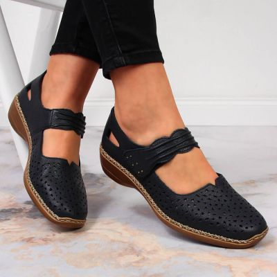 14. Półbuty skórzane Rieker W RKR139 granatowe