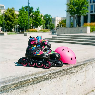 5. NH10907 4w1 ŁYŻWOROLKI Z WYM. PŁOZĄ HOKEJOWĄ TINTY RÓŻOWE ROZM. M(35-38) NILS EXTREME