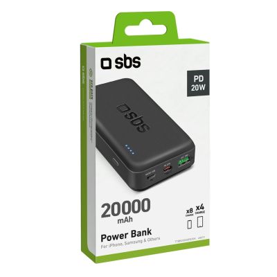 2. Powerbank SBS TTBB20000PD20K 20000 mAh 20W PD USB-C, USB-A, Micro-USB - czarny