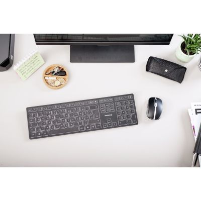 8. CHERRY KW 9100 SLIM klawiatura Uniwersalne RF Wireless + Bluetooth QWERTZ Swiss Czarny