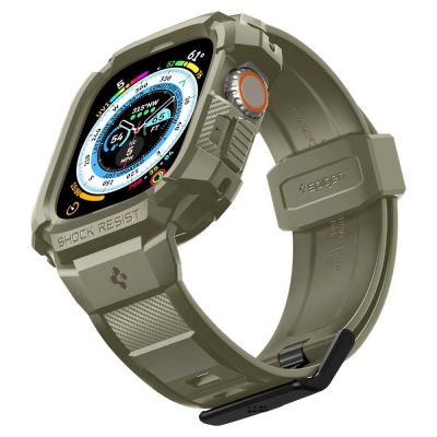 6. Etui z paskiem Spigen Rugged Armor Pro na Apple Watch Ultra (49 mm) - zielone