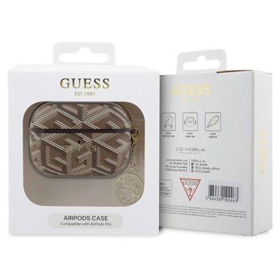 3. Etui Guess GCube Charm na AirPods Pro - brązowe