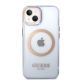 3. Etui Guess Gold Outline Translucent MagSafe na iPhone 14 - purpurowe