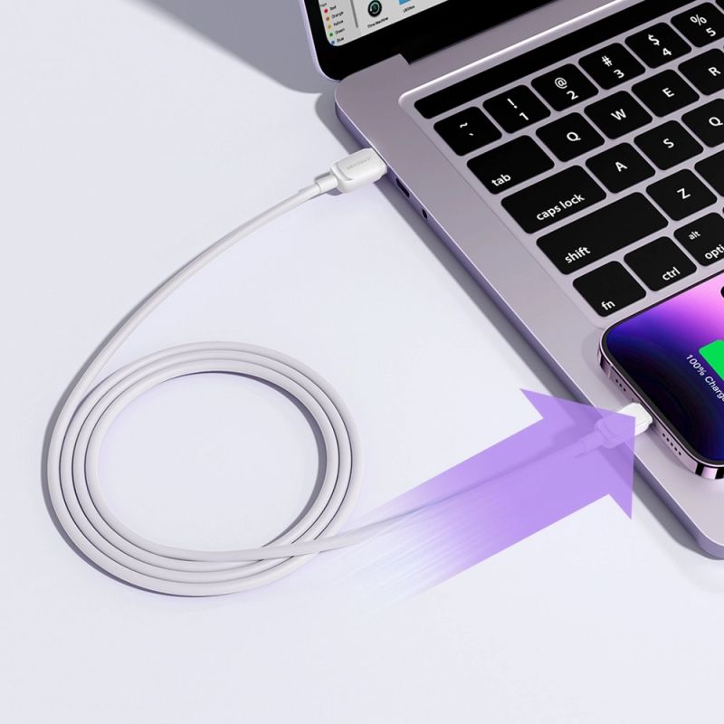 6. Kabel Joyroom Multi-Color Series A14 Lightning / USB-A 2.4A 1.2 m - biały
