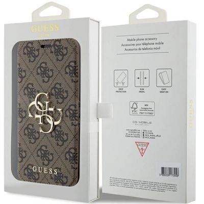 7. Etui Guess 4G Metal Logo na iPhone 15 Pro - brązowe