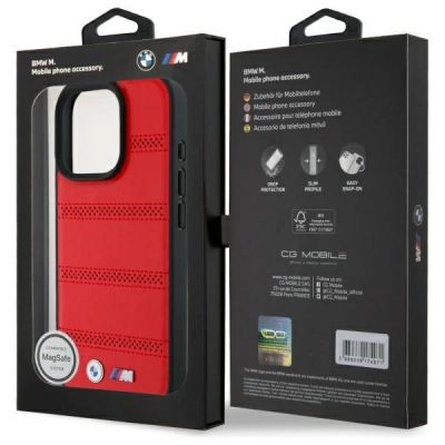 7. Etui BMW M Perforated And Stitched Line MagSafe na iPhone 16 Pro Max - czerwone