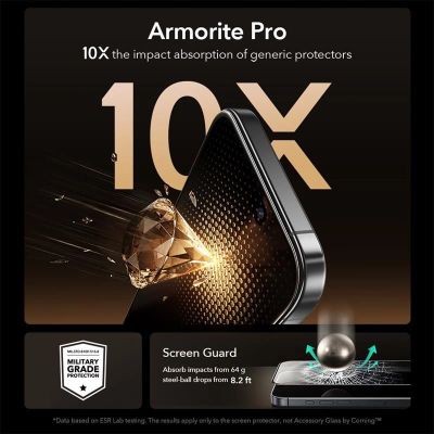 4. Szkło hartowane ESR UltraFit Armorite Pro na iPhone 16 Pro / 17 - przezroczyste