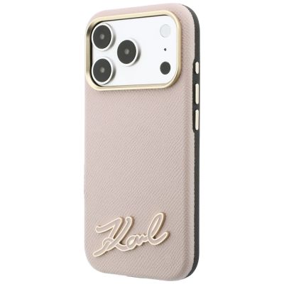 2. Etui Karl Lagerfeld Grained with Resin Signature Logo MagSafe na iPhone 18 Pro / 17 Pro - różowe