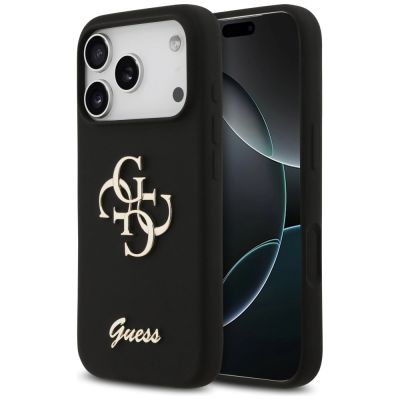 Etui Guess Silicone Big 4G Script na iPhone 17 Pro - czarne