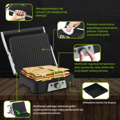 18. Grill elektryczny Extralink Smart Life Electric Grill SJ-36 2000W, z regulacją temperatury