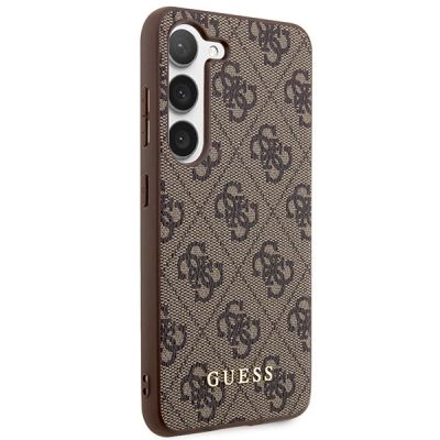 4. Etui Guess 4G Metal Gold Logo na Samsung Galaxy S23 - brązowe