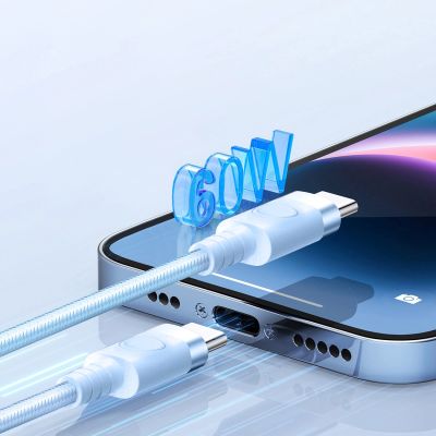 5. Kabel Orico CDX 60W 3A Power Delivery USB-C - USB-C 1m - niebieski