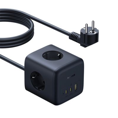 2. Listwa zasilająca Baseus EnerFill FA11 67W kostka USB-A + USB-C + 3 x gniazdo EU 1,5m - czarna