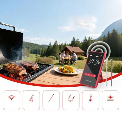 9. Termometr kuchenny Meatmeet X Pro z aplikacją Bluetooth/WiFi do grilla piekarnika wędzarni - czarny