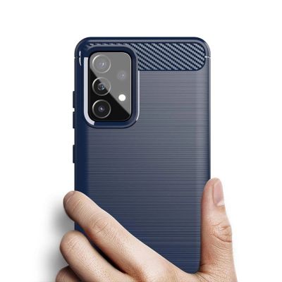 4. Carbon Case elastyczne etui pokrowiec Samsung Galaxy A72 4G niebieski