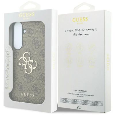 8. Etui Guess Leather 4G Metal Logo na Samsung Galaxy S26 FE - brązowe