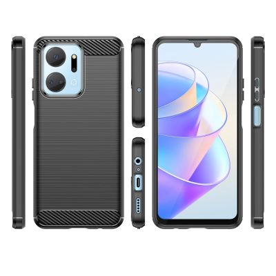 2. Carbon Case etui do Honor Play 40 Plus / Honor X7a elastyczny silikonowy karbonowy pokrowiec czarne