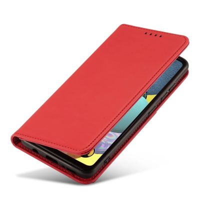 8. Magnet Card Case etui do Samsung Galaxy A13 5G pokrowiec portfel na karty kartę podstawka czerwony