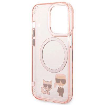 7. Etui Karl Lagerfeld Karl&Choupette Aluminium MagSafe na iPhone 14 Pro Max - różowe