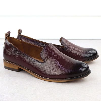 3. Półbuty damskie lordsy lakierowane bordowe Potocki 19337