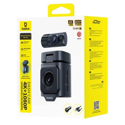 10. Wideorejestrator Baseus PrimeTrip VD1 Pro kamera samochodowa 4K z kamerą tylną 1080p i zestawem zasilania - czarny